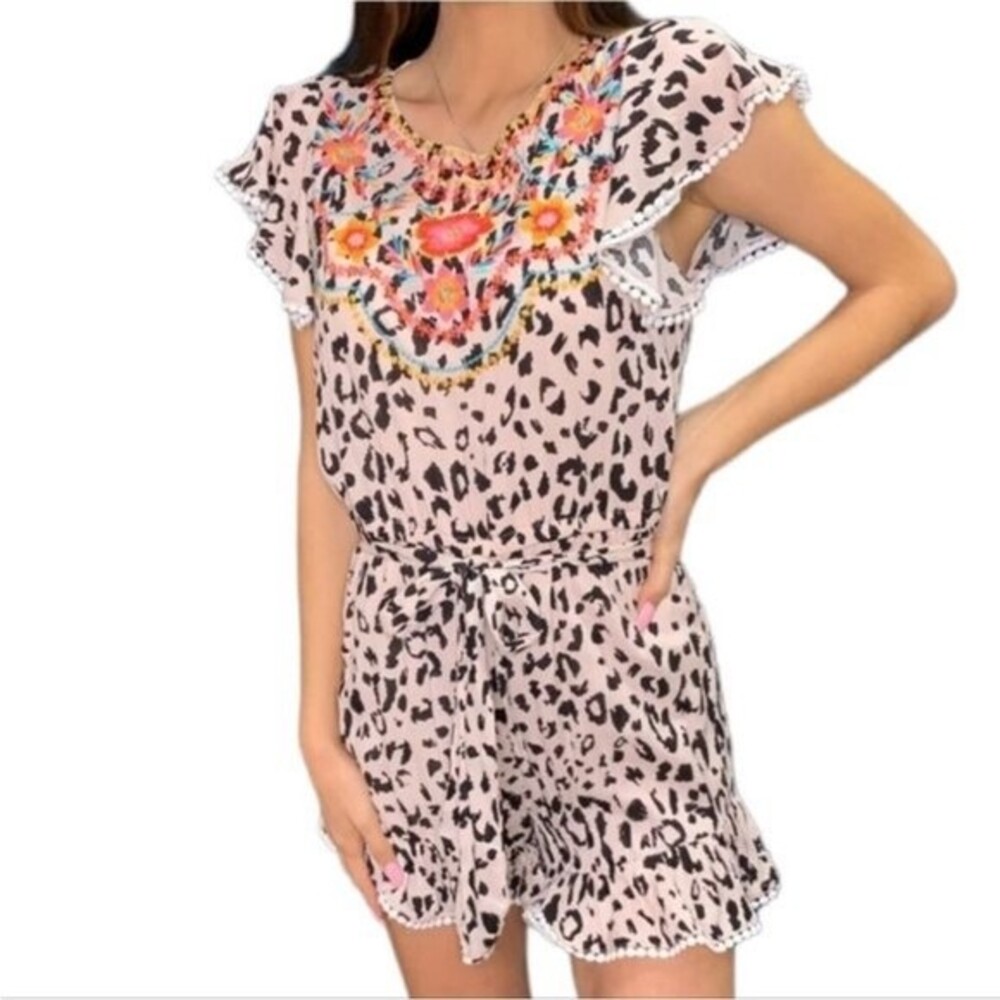 Savanna Jane Mocha Black Embroidery Romper 1X NWOT